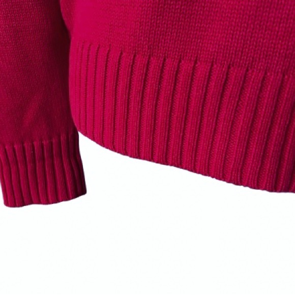 Cotton Ralph Lauren Toggle Women's Red Sweater Fair Aisle Pattern Christmas - Picture 8 of 9
